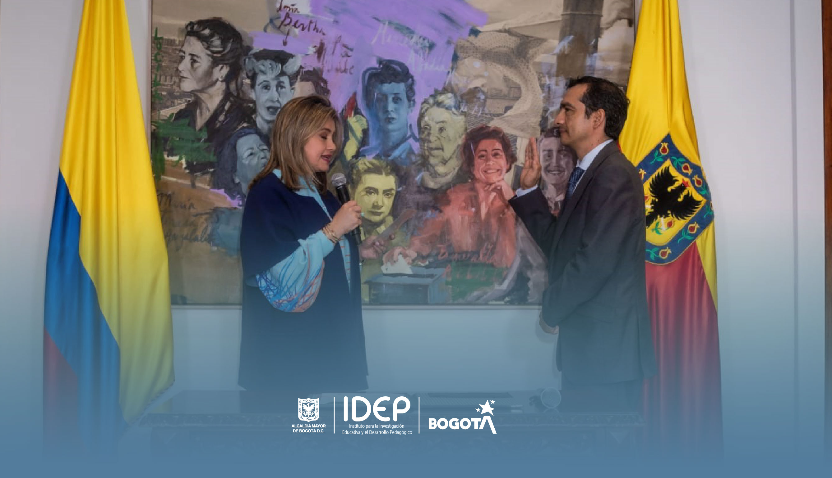 Foto del nuevo director del IDEP Jorge Verdugo y la secretaria de educación Edna Bonilla
