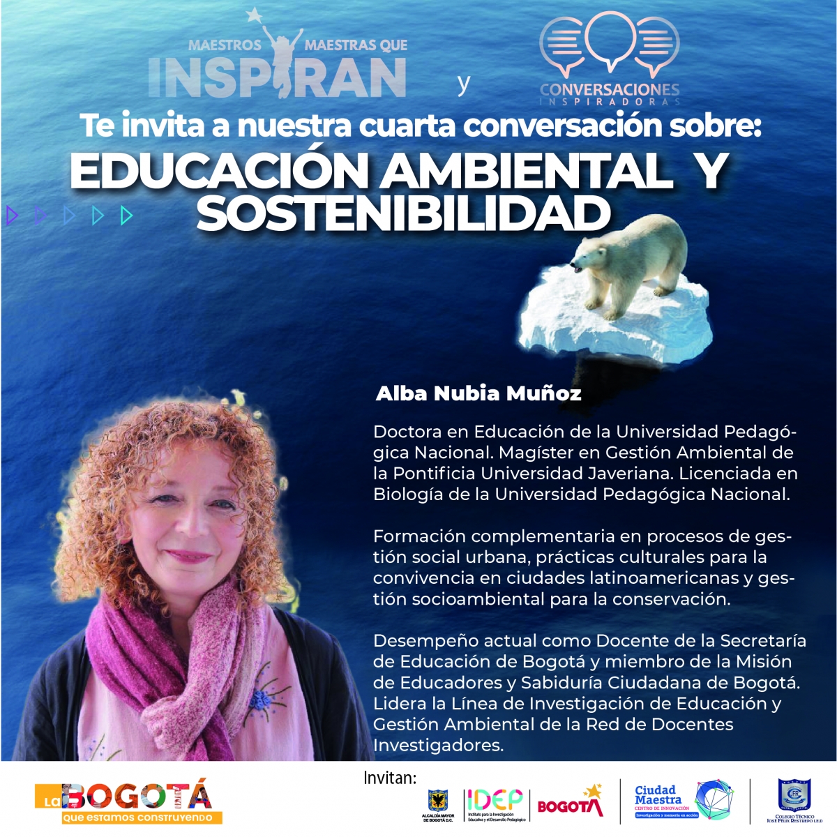 Imagen con la foto de la Doctora en Educación Alba Nubia Muñoz y un breve perfil de ella