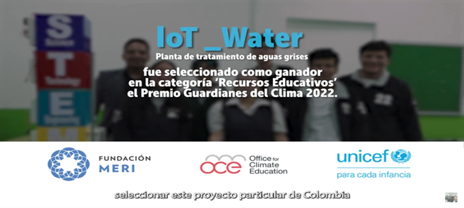 Galardón por la participación en el concurso latinoamericano y del Caribe Guardianes del Clima, de la Fundación Mery, Unicef y la OCE.