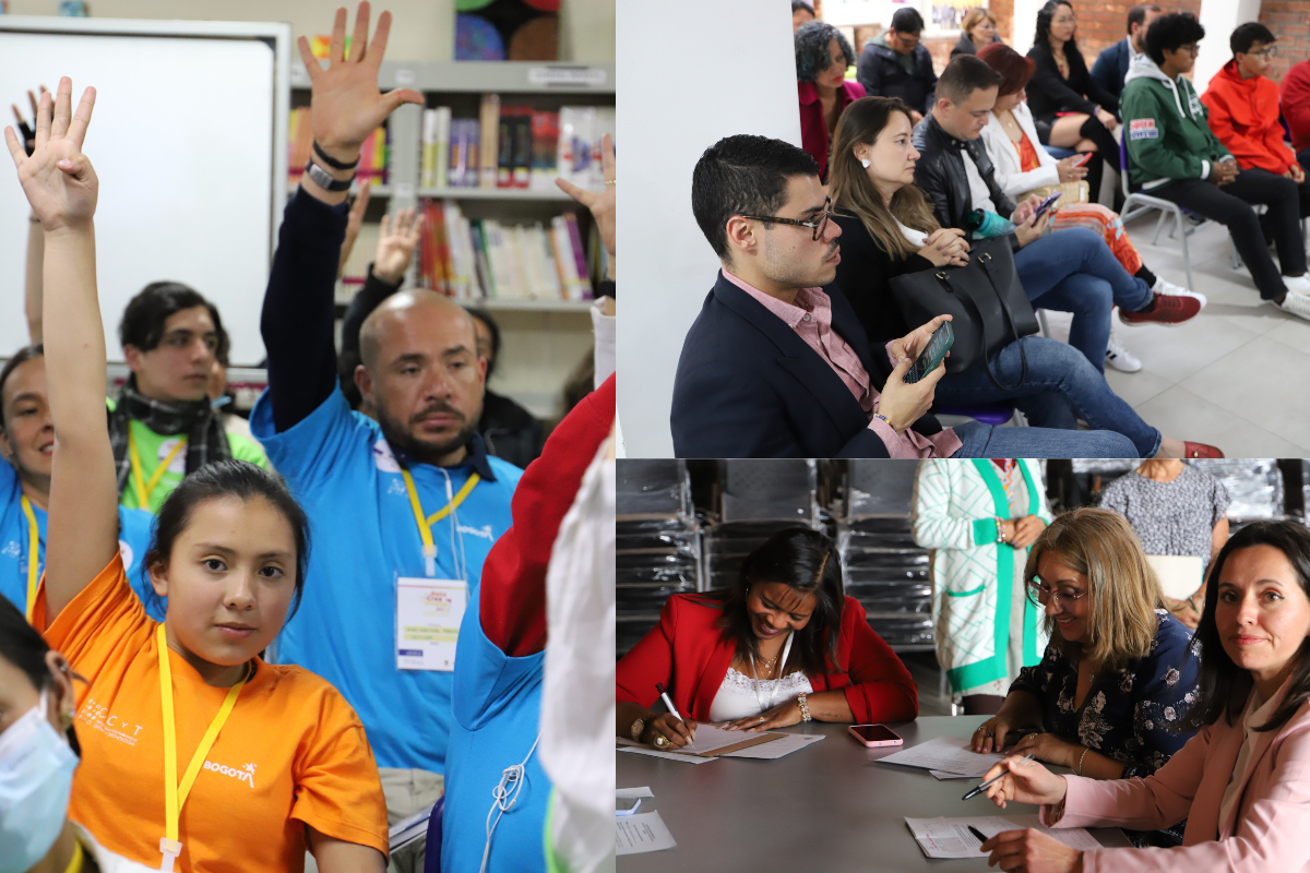 Collage de varios docentes participando de encuentros pedagógicos