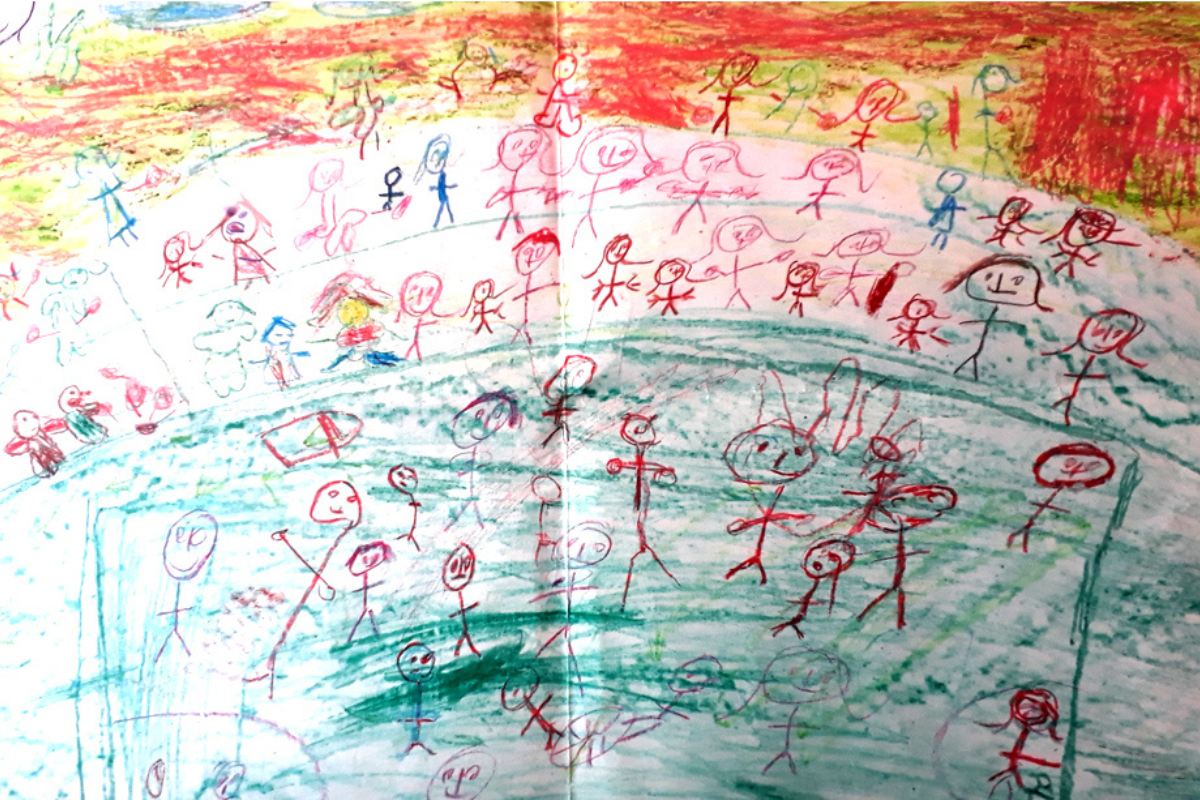 Dibujo de personas con crayola