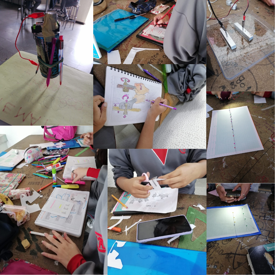 Collage de fotos de actividades manuales de los estudiantes